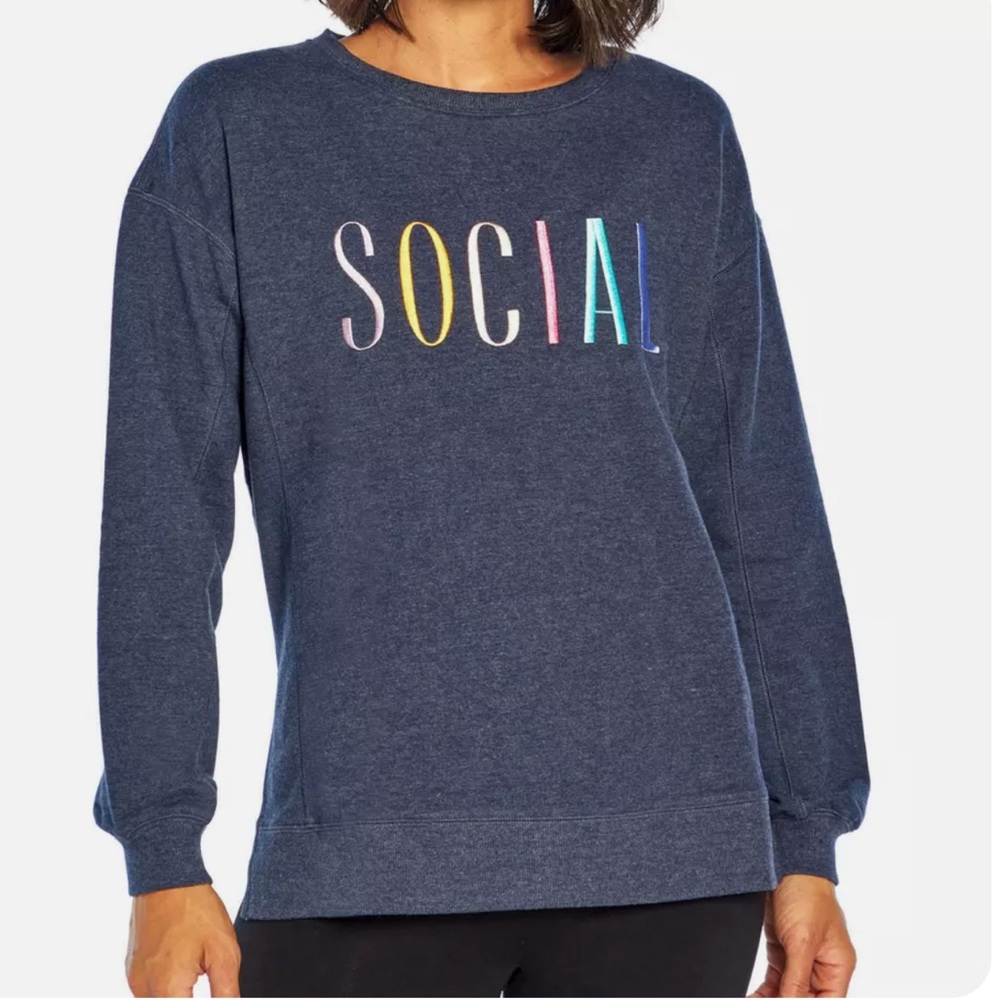 Wildfox Navy Statement  “Social” Sweatshirt